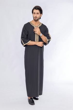 Black Morocan golden Embroidery Thobe