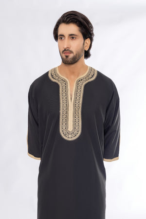 Black Morocan Embroidery Thobe