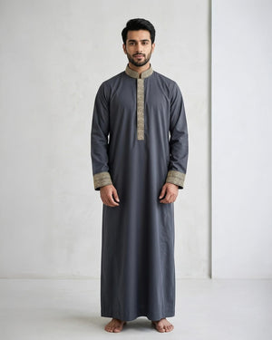 Heavy Embroidered Grey Thobe