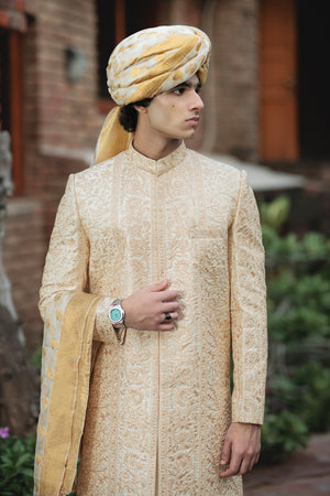 PREMIUM GROOM SHERWANI DARK GOLD