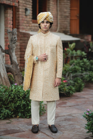 PREMIUM GROOM SHERWANI DARK GOLD