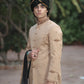 DARK GOLD SHERWANI JACKARD FRONT H.WORK