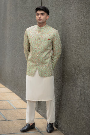 PISTA GREEN PRINCE COAT EMBROIDERY