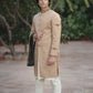 DARK GOLD SHERWANI JACKARD FRONT H.WORK