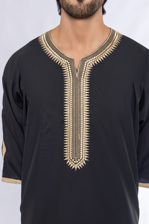 Black Morocan golden Embroidery Thobe