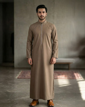Saudi Zipper brown Thobe