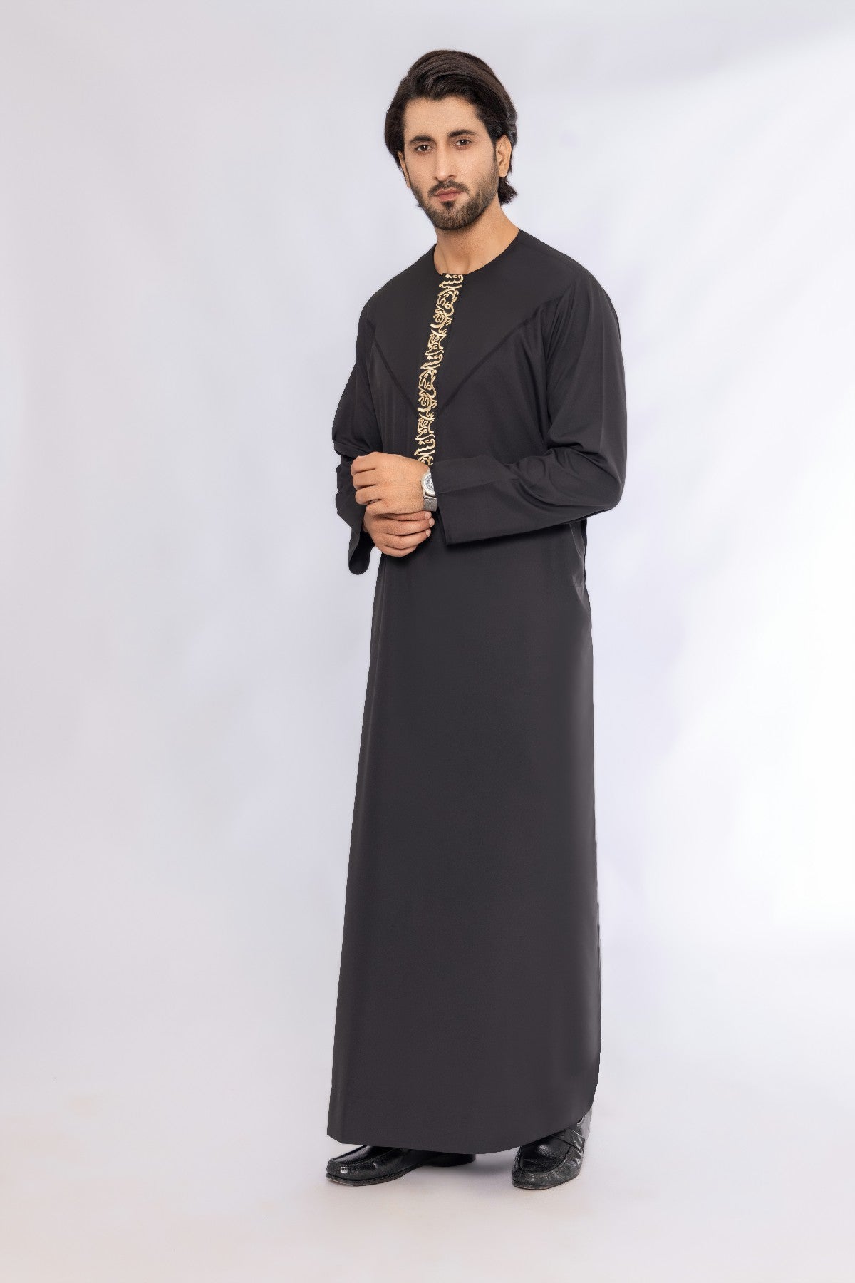 Black Embroidery Emirati Thobe