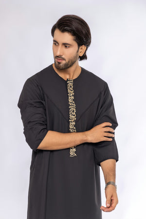 Black Embroidery Emirati Thobe