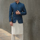 GREYISH BLUE PRINCE COAT JACKARD SELF