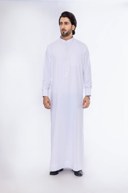 White Embroidery Saudi Thobe