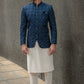 GREYISH BLUE PRINCE COAT JACKARD SELF