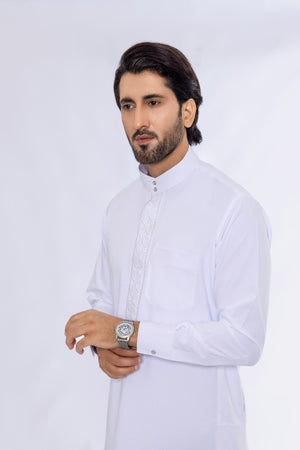 White Embroidery Saudi Thobe