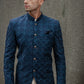 GREYISH BLUE PRINCE COAT JACKARD SELF