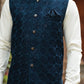 BLUE EMBROIDERED WAISTCOAT