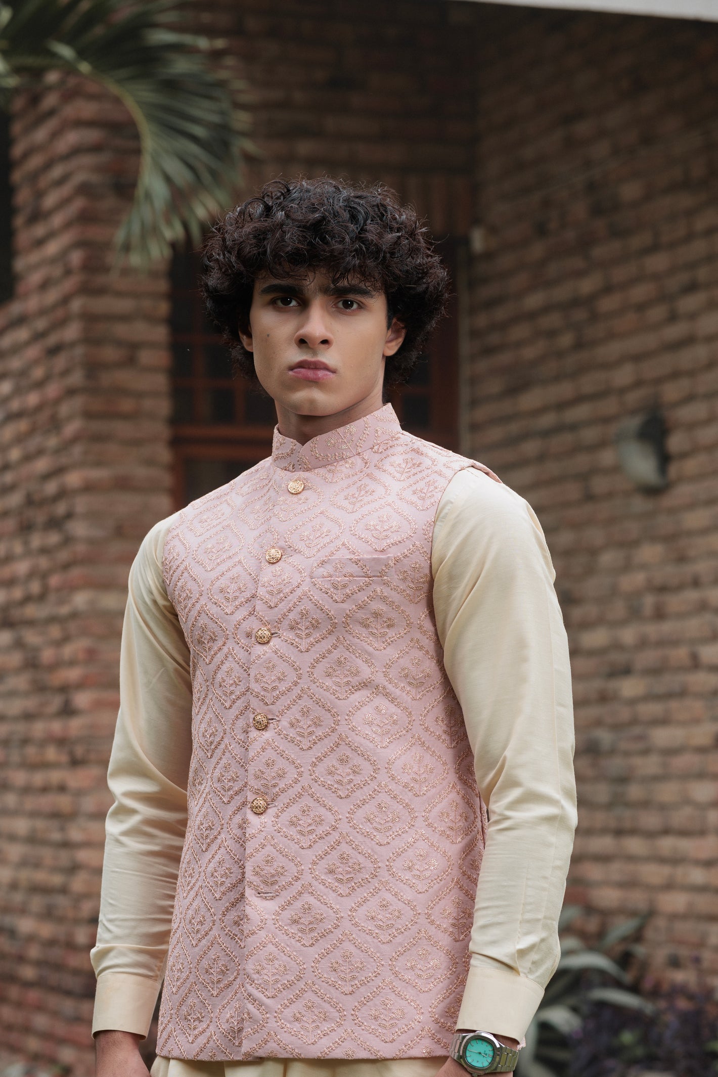 PINK EMBROIDERED WAISTCOAT