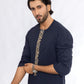 Navy Blue Embroidery Emirati Thobe