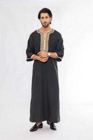 Black Morocan Embroidery Thobe