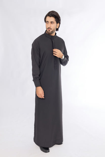 Black Embroidery Saudi Thobe