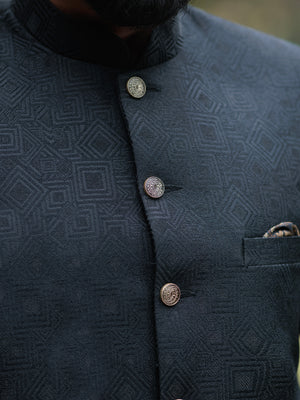 BLACK PRINCE COAT JACKARD SELF