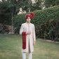 FAWN SHERWANI JACKARD COLLAR SLEEVES H.WORK