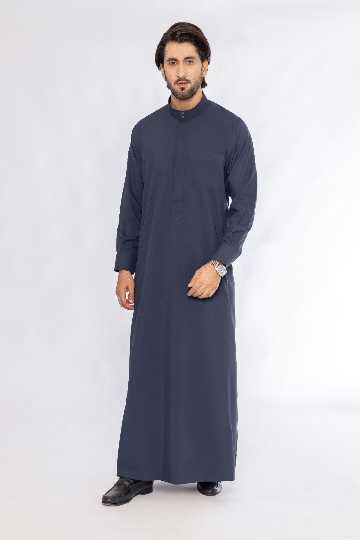 Plain Navy Blue Saudi Thobes
