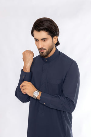 Plain Navy Blue Saudi Thobes