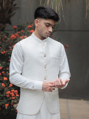 TEXTURED SILVER WAIST COAT