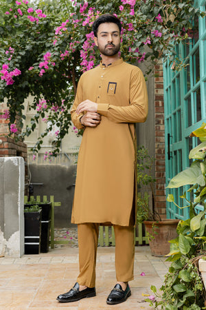 Blended Light Mustard Kameez Shalwar