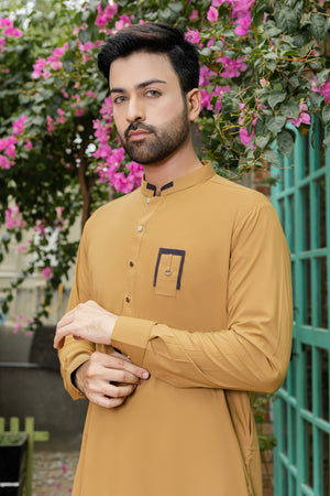 Blended Light Mustard Kameez Shalwar