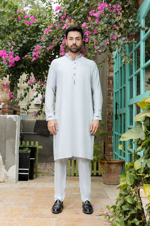 Embroidered Soft Blue Kameez Shalwar