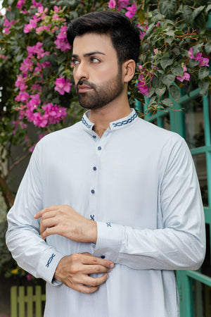 Embroidered Soft Blue Kameez Shalwar