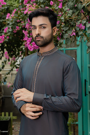 Embroidered Soft Blue Kameez Shalwar