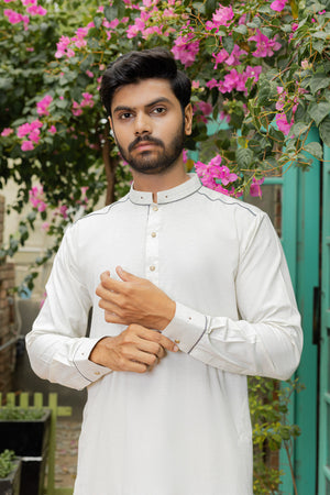 Textured Cream Kameez Shalwar