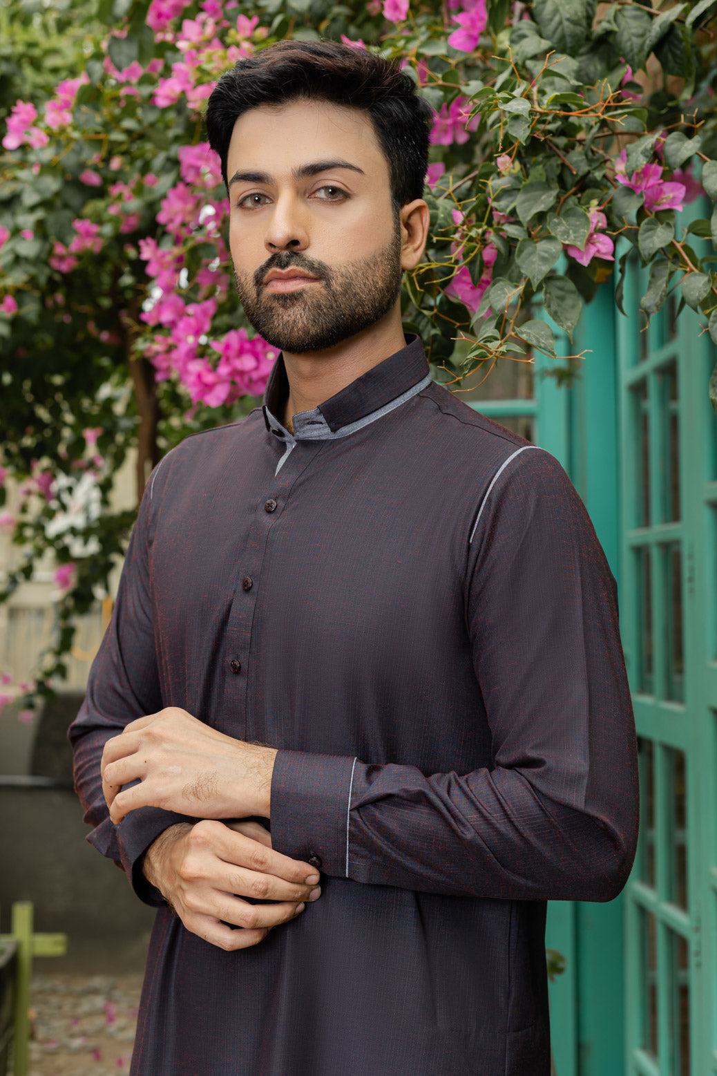 Textured Cream Kameez Shalwar