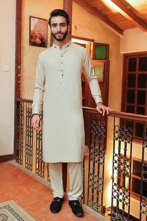 Cream Blended Kameez Shalwar