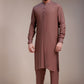 Brown With Gold Textured Kameez Shalwar