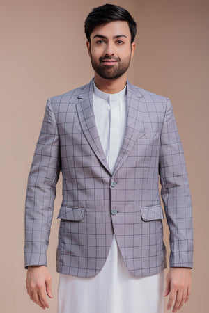 Grey Formal Blazer For Men