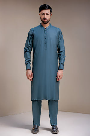 Turqouise Green Blended Kameez Shalwar