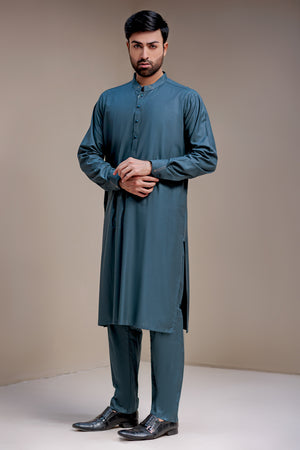 Turqouise Green Blended Kameez Shalwar