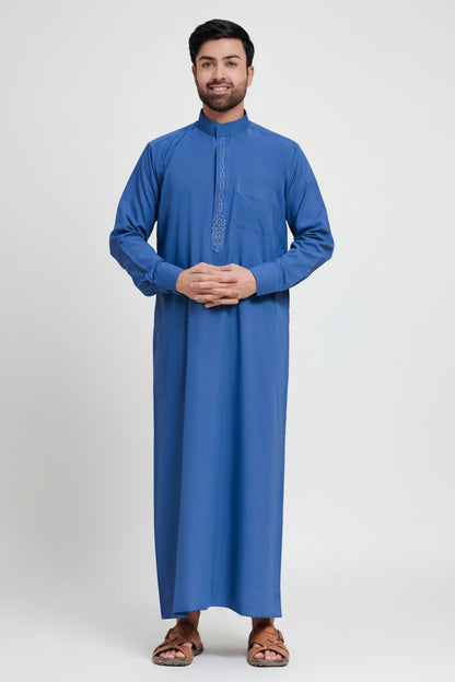 Royal Blue Embroidered Thobe