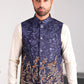 Navy Blue Embroiderd Waist Coat