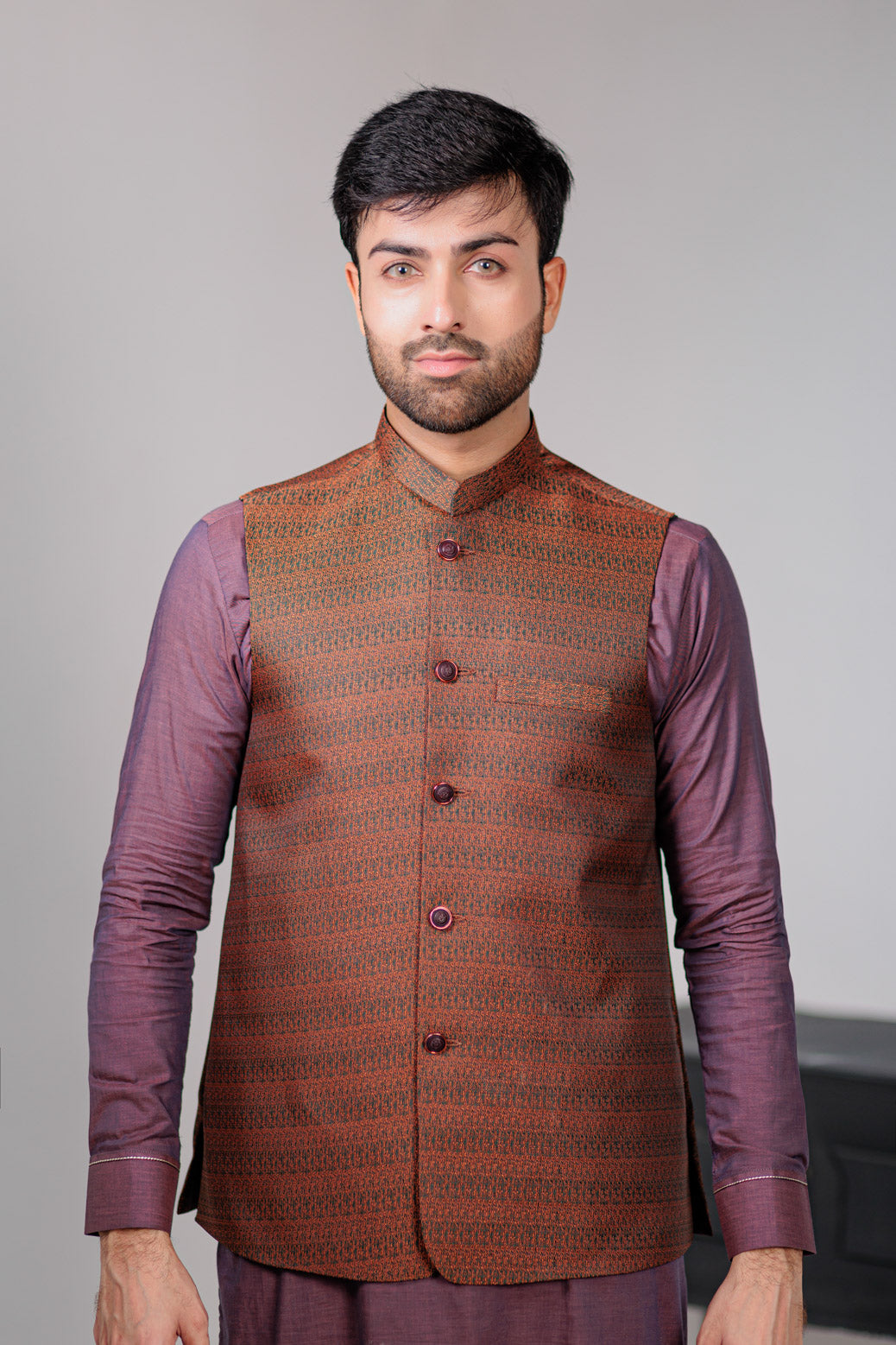 Orange Green Multi Waist Coat