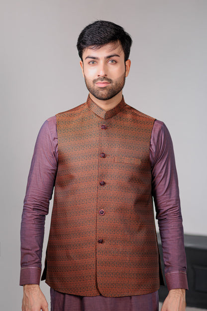 Orange Green Multi Waist Coat