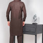 Brown With White Self Kameez Shalwar