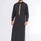 Black Saudi Embroidery Thobe
