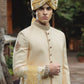 LEMON SHERWANI JUTE JACKARD WITH H.WORK