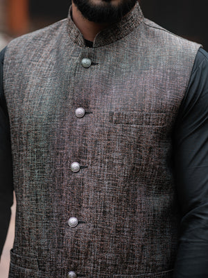 TEXTURED BLACK WAIST COAT