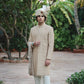 FAWN SHERWANI FAWN FULL HEAVY H.WORK EMB