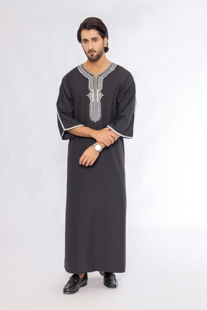Black Morocan Embroidery Thobe