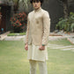 LIGHT FAWN PRINCE COAT JAMAWAR WITH H.WORK